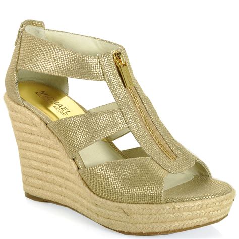 michael kors gold wedges